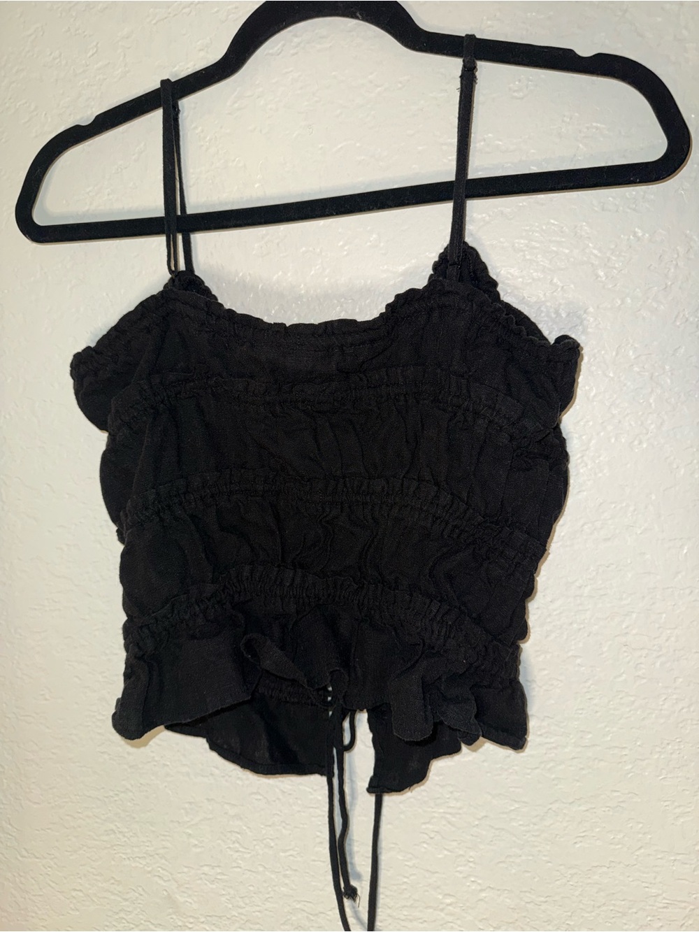 H&M Black Smocked Cropped Cami Top